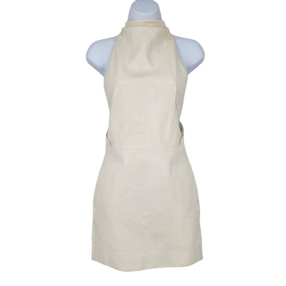 RtA Sleeveless White Leather Halter Maya Dress Sz 4